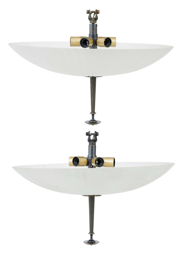 Fine Pair of Large Art Deco Pendant Lights by Orrefors