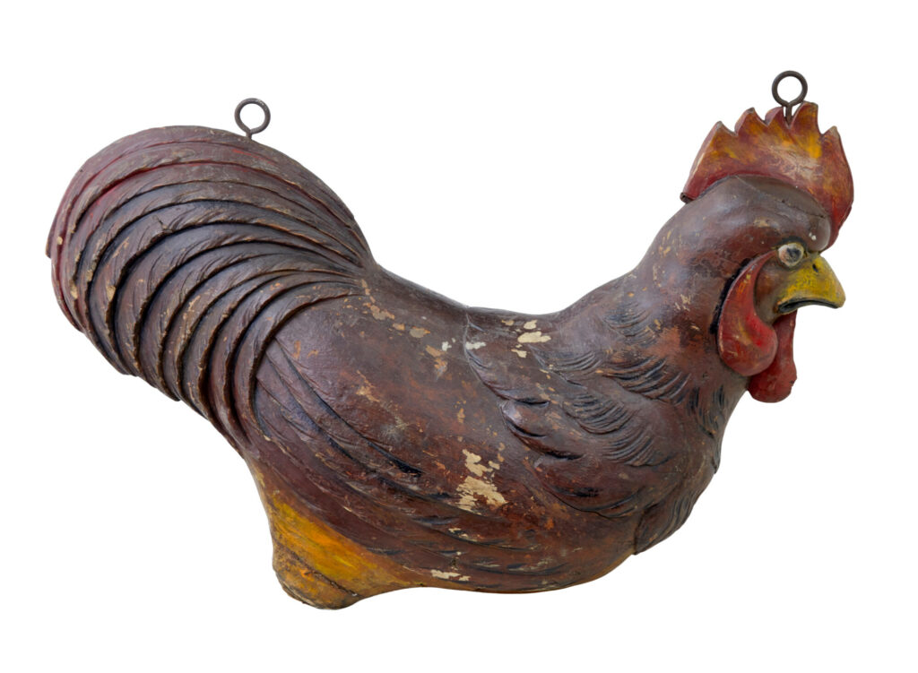 French 19th Century Carved Solid Wood Rooster Shop Display — image 5