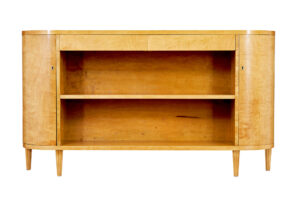 Swedish Mid Century Shaped Low Open Bookcase — thumbnail 1