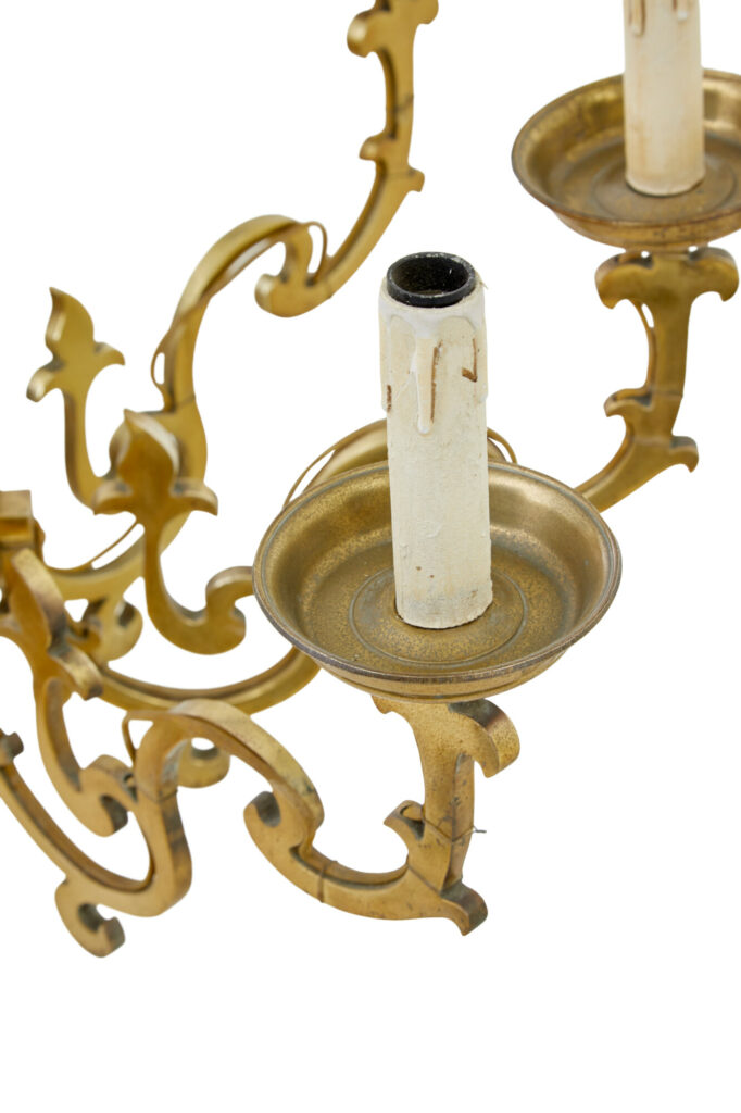 Large Early 20th Century 8 Arm Brass Chandelier — image 4