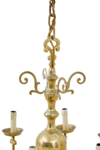 Large Early 20th Century 8 Arm Brass Chandelier — thumbnail 6