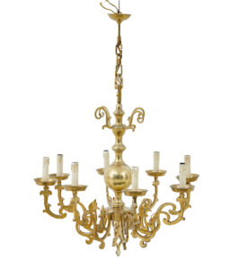 LARGE EARLY 20TH CENTURY 8 ARM BRASS CHANDELIER