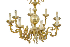 Large Early 20th Century 8 Arm Brass Chandelier — thumbnail 7