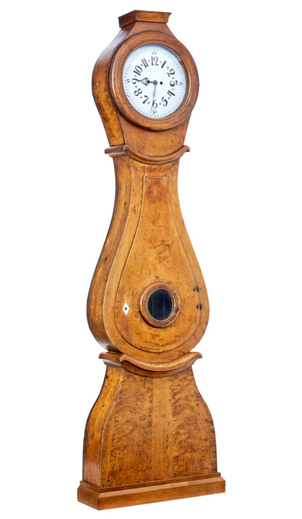 19th Century Swedish Birch Long Case Mora Clock — image 7
