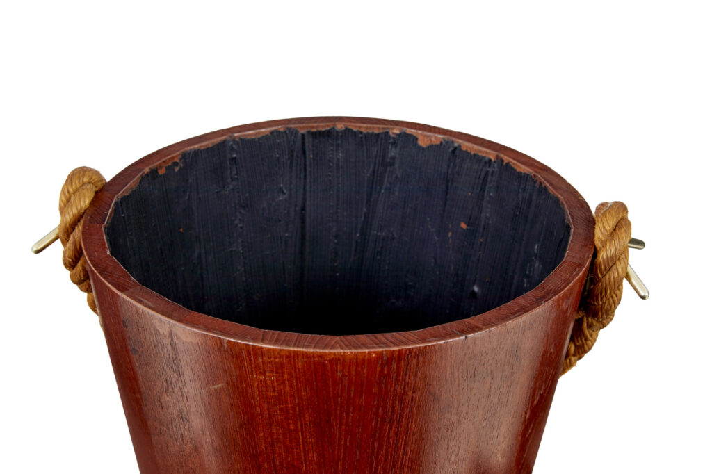 Decorative 20th Century Teak Bucket with Rope Handle — image 2