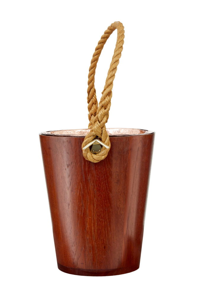 Decorative 20th Century Teak Bucket with Rope Handle — image 4