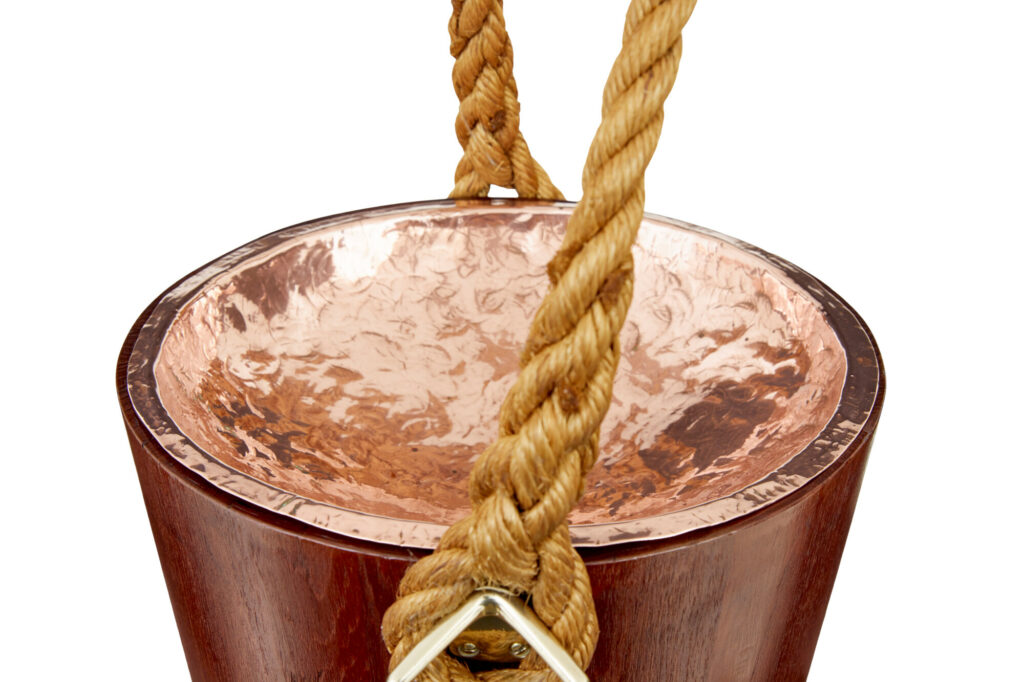 Decorative 20th Century Teak Bucket with Rope Handle — image 3