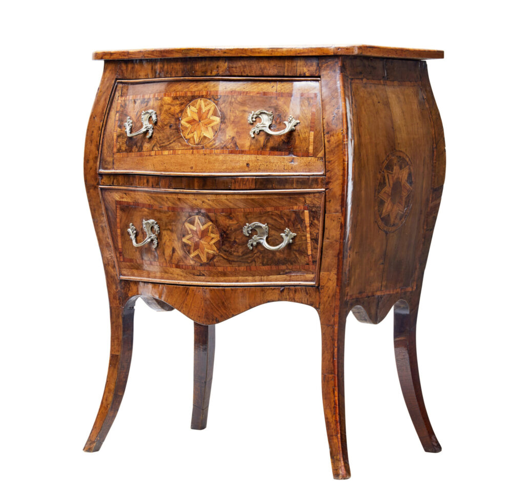 Mid 19th Century Walnut Inlaid Maltese Commode