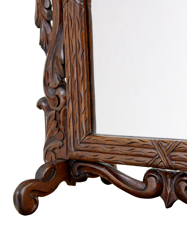 Late 19th Century Carved Oak Rococo Revival Vanity Mirror — image 2