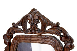 Late 19th Century Carved Oak Rococo Revival Vanity Mirror — thumbnail 3