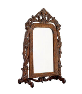 LATE 19TH CENTURY CARVED OAK ROCOCO REVIVAL VANITY MIRROR