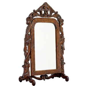 LATE 19TH CENTURY CARVED OAK ROCOCO REVIVAL VANITY MIRROR
