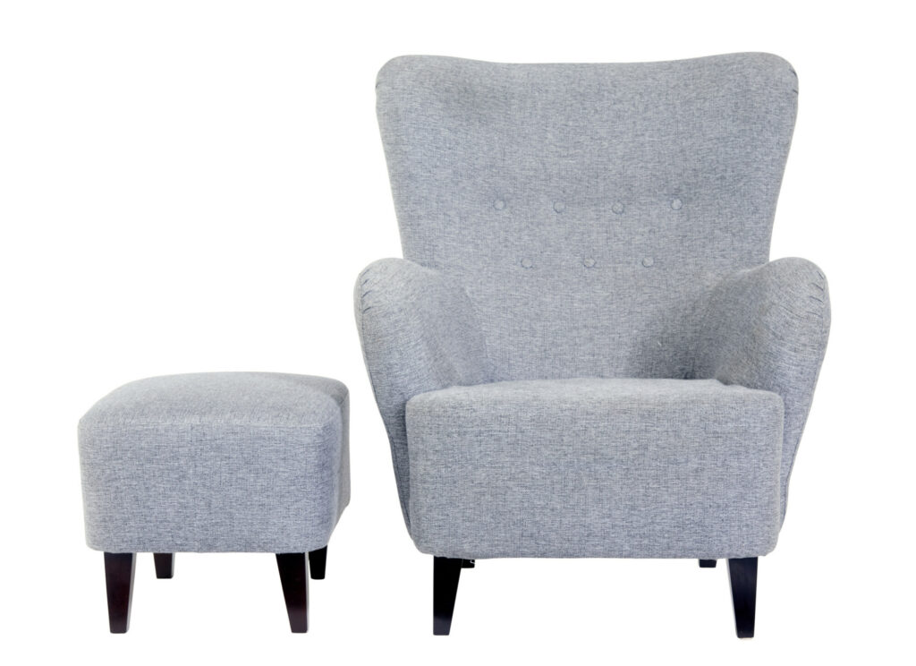 Contemporary Scandinavian Grace Armchair with Stool