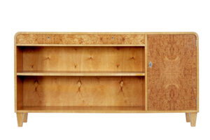 Mid 20th Century Elm and Burr Low Open Bookcase by Bodafors — thumbnail 1