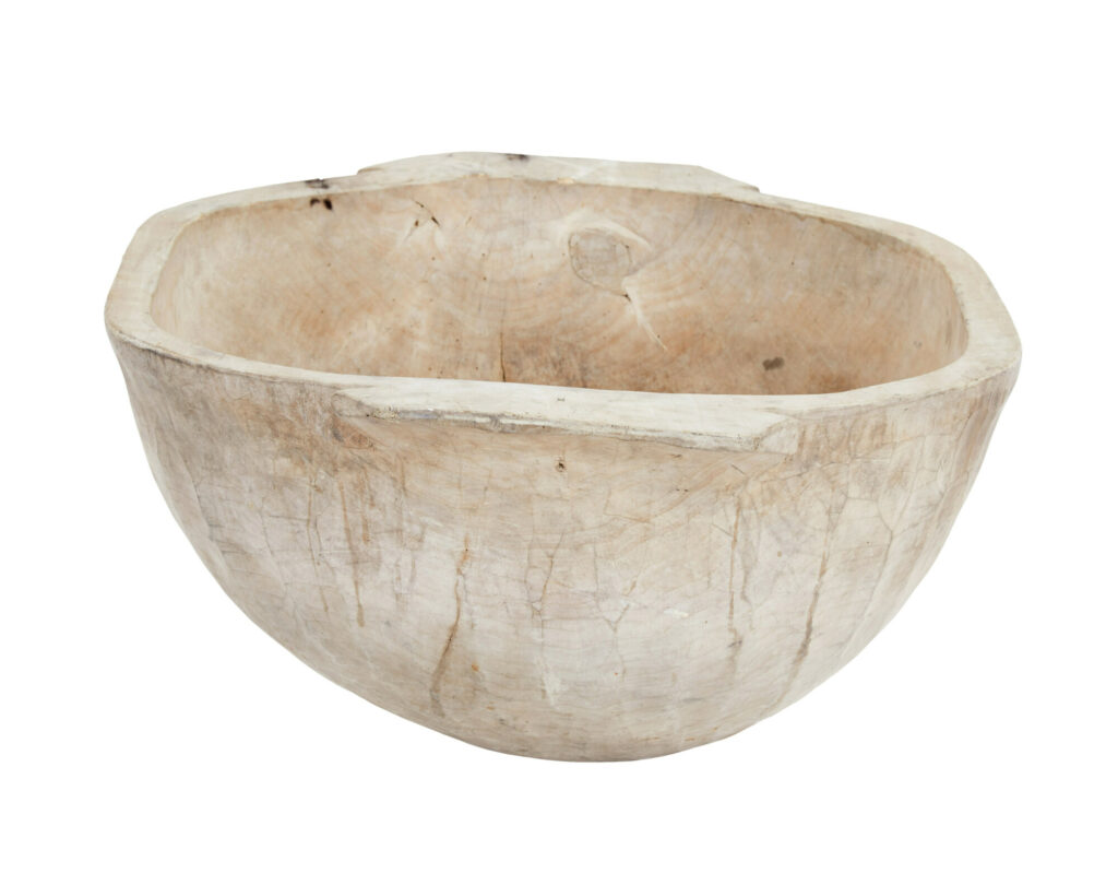 Large Early 20th Century Hand Carved Solid Wood Vessel — image 4