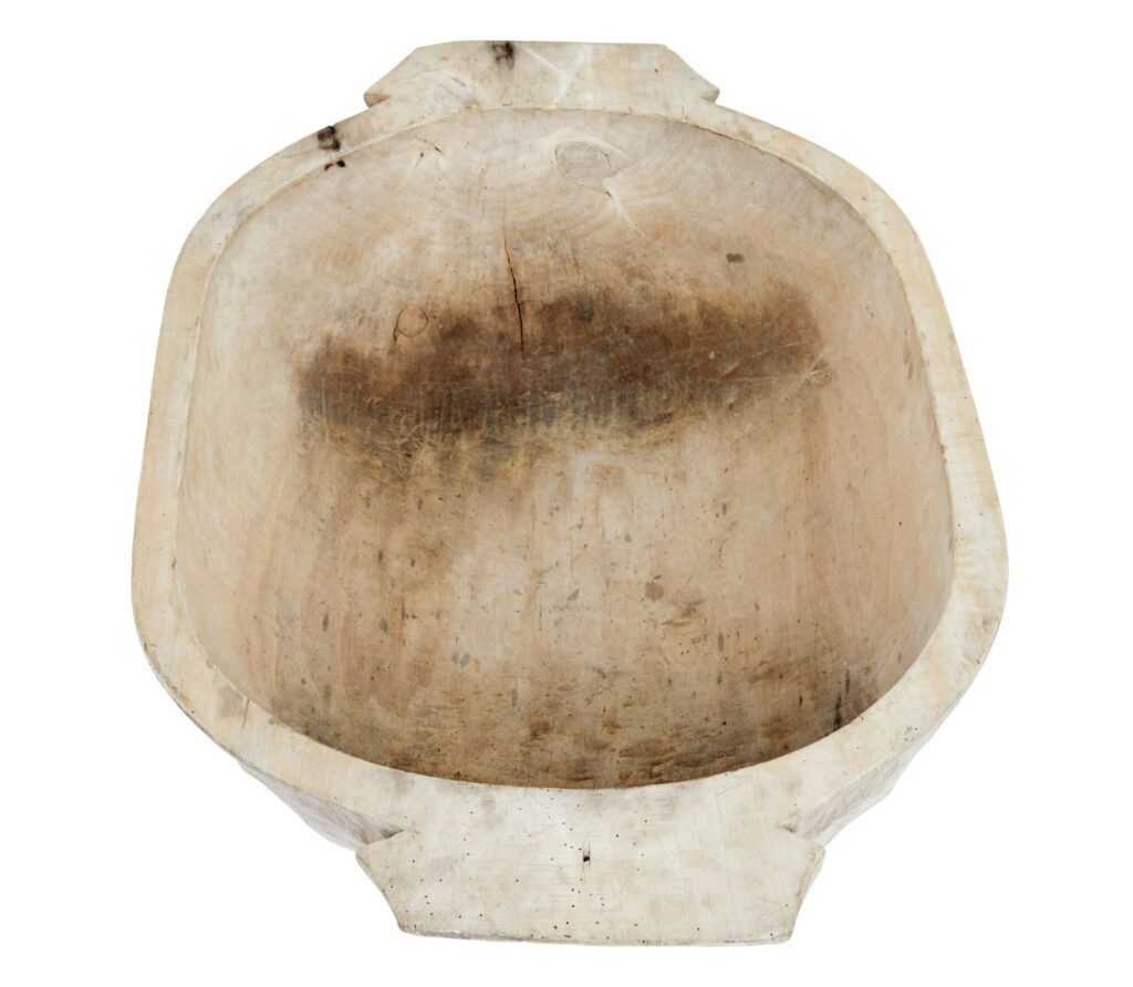 Large Early 20th Century Hand Carved Solid Wood Vessel — image 3
