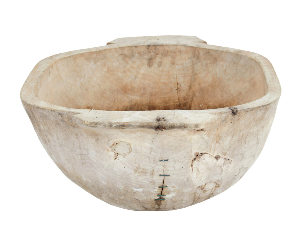 Large Early 20th Century Hand Carved Solid Wood Vessel — image 6