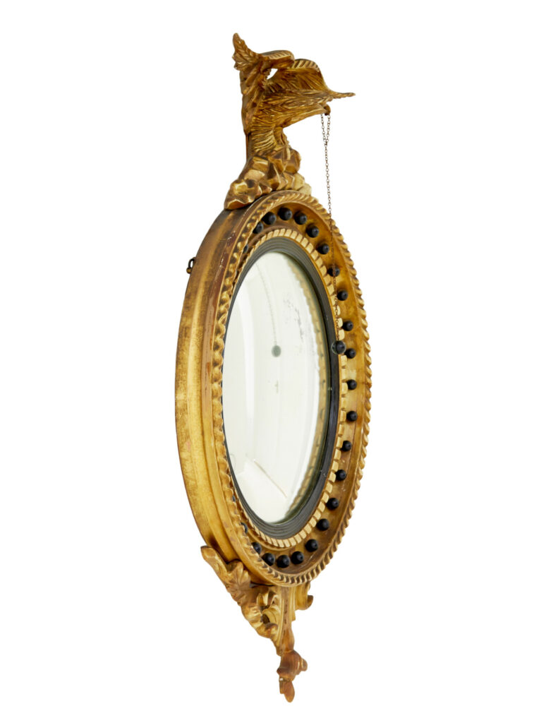 19th Century Carved Gilt Convex Mirror — image 3