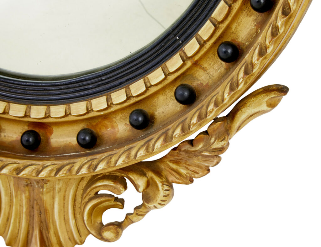 19th Century Carved Gilt Convex Mirror — image 5