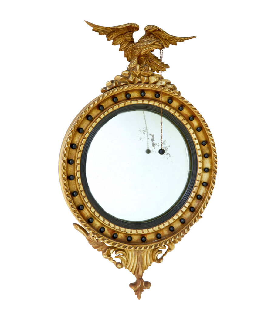 19th Century Carved Gilt Convex Mirror