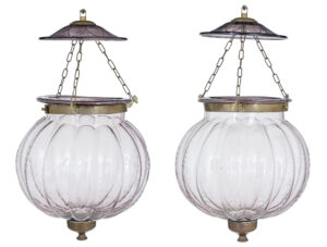 Pair of Early 20th Century French Glass Hanging Lanterns — thumbnail 1