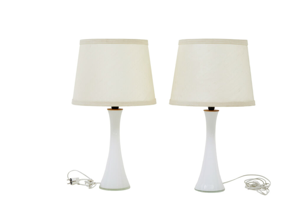 Pair of 1960’s White Glass Table Lamps by Bergboms — image 5