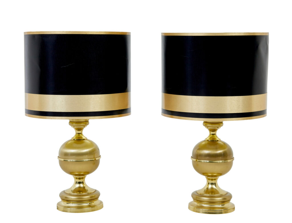 Large Pair of Scandinavian Modern Brass Table Lamps — image 2