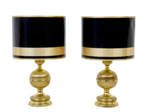 Large Pair of Scandinavian Modern Brass Table Lamps — thumbnail 2