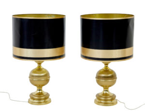 LARGE PAIR OF SCANDINAVIAN MODERN BRASS TABLE LAMPS
