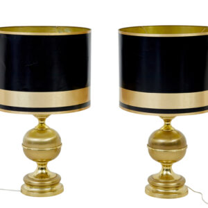 LARGE PAIR OF SCANDINAVIAN MODERN BRASS TABLE LAMPS