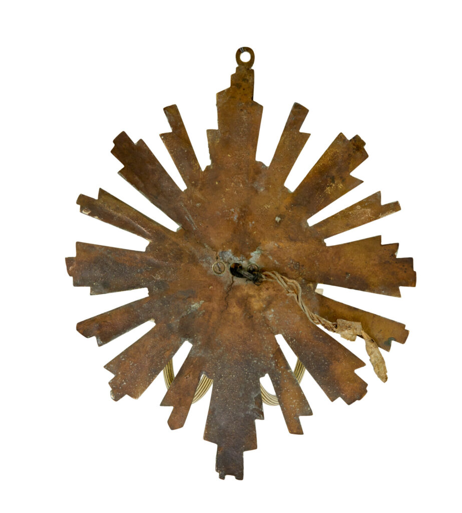 Quality Pair of Art Deco Gilt Sunburst Wall Sconces — image 3