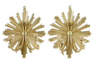 Quality Pair of Art Deco Gilt Sunburst Wall Sconces — thumbnail 1