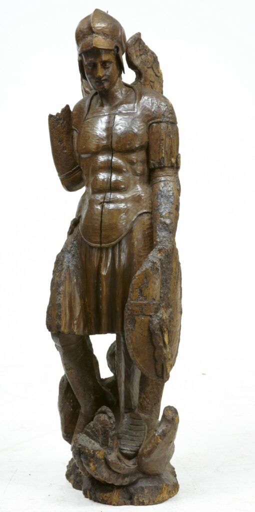 17th Century Carved Oak Gothic Figure — image 1