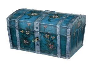 Scandinavian Mid 19th Century Hand Painted Dome Top Pine Box — thumbnail 1