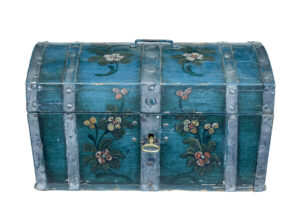 Scandinavian Mid 19th Century Hand Painted Dome Top Pine Box — thumbnail 2
