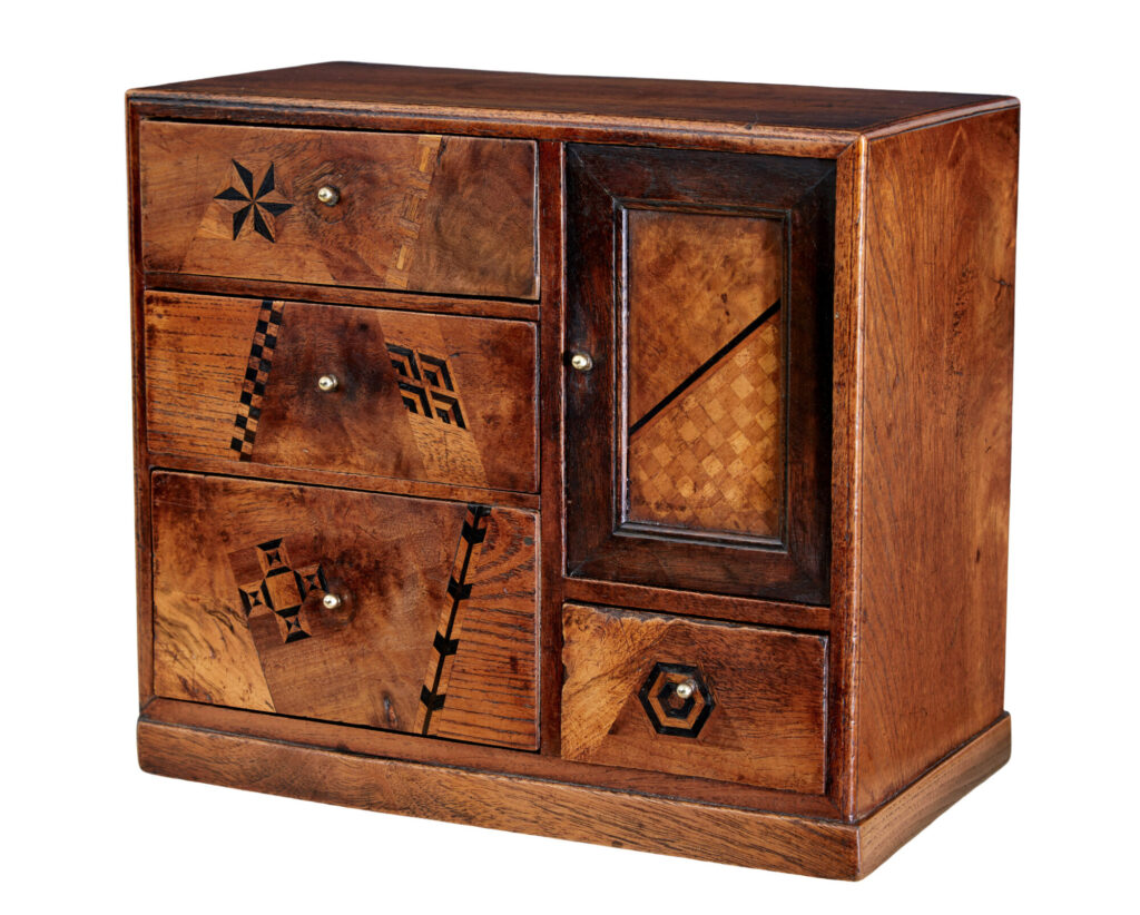 Early 20th Inlaid Desktop Drawer Cabinet