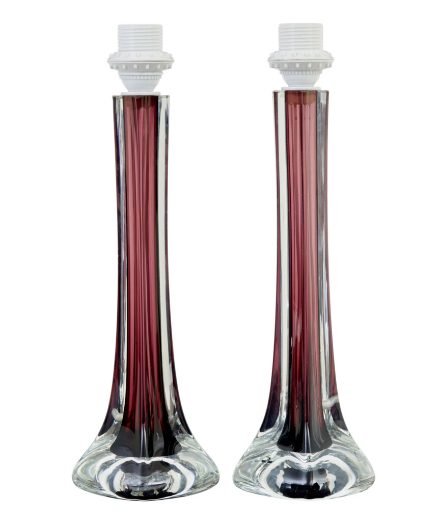 Pair of Mid 20th Century Coloured Glass Table Lamps by Flygsfors — image 5