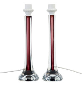 PAIR OF MID 20TH CENTURY COLOURED GLASS TABLE LAMPS BY FLYGSFORS