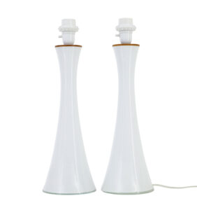 PAIR OF MID 20TH CENTURY OPALINE GLASS LAMPS BY BERGBOMS OF SWEDEN