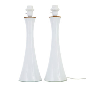 PAIR OF MID 20TH CENTURY OPALINE GLASS LAMPS BY BERGBOMS OF SWEDEN