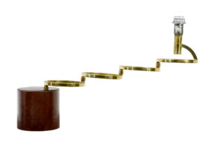 Mid Century Brass and Leather Oscillating Table Lamp — thumbnail 5