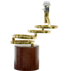 MID CENTURY BRASS AND LEATHER OSCILLATING TABLE LAMP