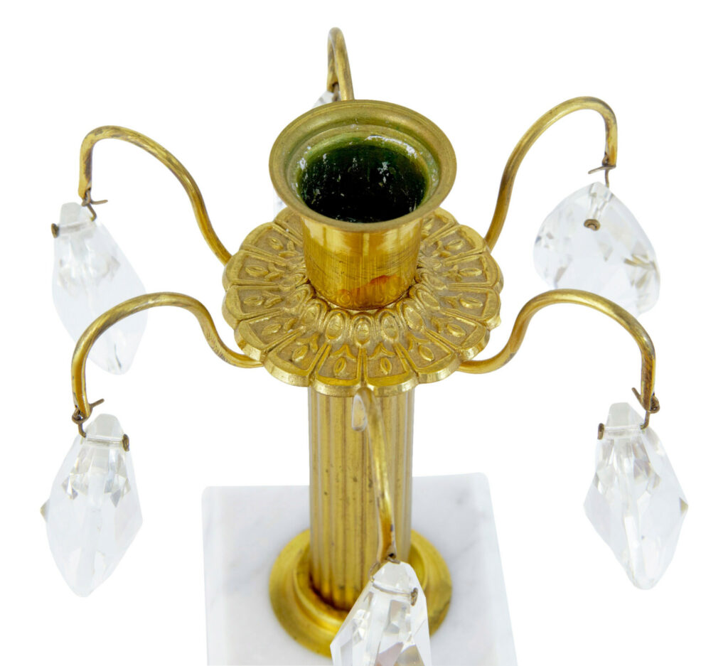 Small Pair of 1950’s Ornate Cut Glass Candlesticks — image 4