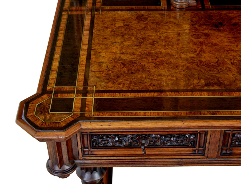 Eclectic 19th Century Carved Walnut Desk and Chair — image 17