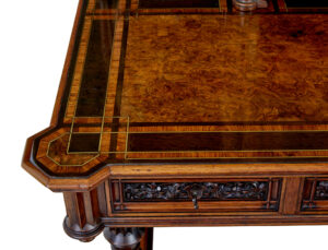 Eclectic 19th Century Carved Walnut Desk and Chair — thumbnail 17