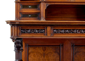 Eclectic 19th Century Carved Walnut Desk and Chair — thumbnail 2
