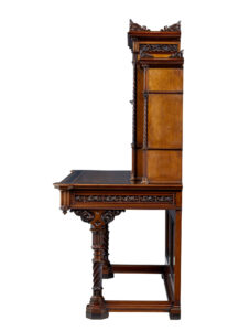 Eclectic 19th Century Carved Walnut Desk and Chair — thumbnail 4