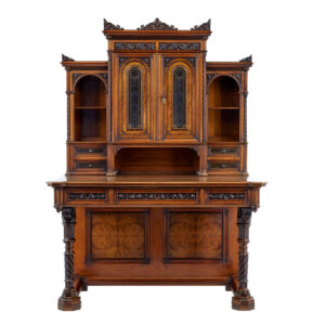 Eclectic 19th Century Carved Walnut Desk and Chair — thumbnail 8