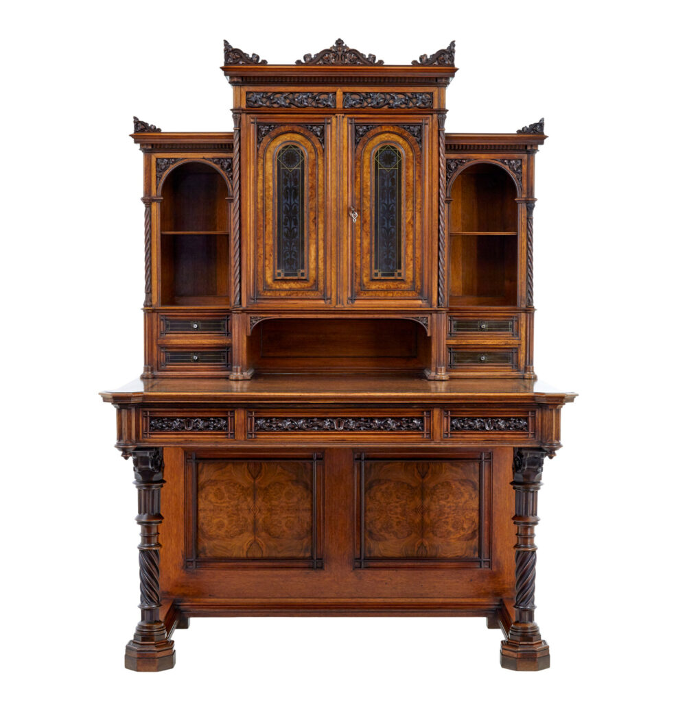 Eclectic 19th Century Carved Walnut Desk and Chair — image 8