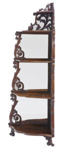 19th Century Carved Mahogany Victorian Mirrored Whatnot — thumbnail 3